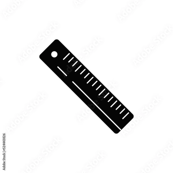 Fototapeta Ruler tool, stationery icon in black flat glyph, filled style isolated on white background