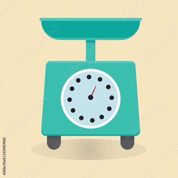 Fototapeta digital weighing machine for food scale mass kilogram device equipment tool appliance vector illustration