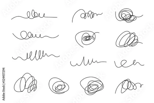 Obraz Hand drawn black scribble lines, doodles and brush strokes. 