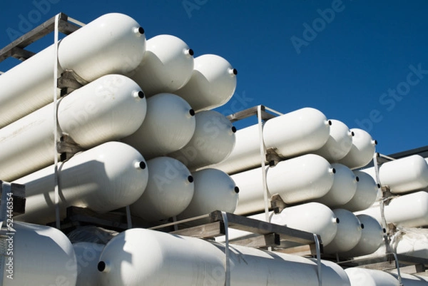 Obraz White industrial butan bottles
