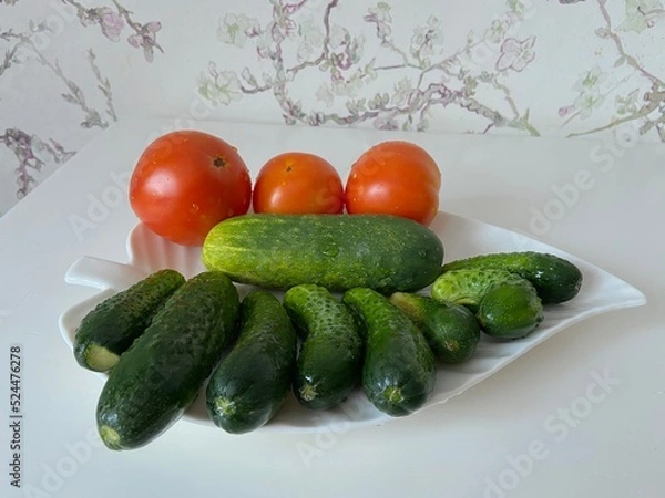 Obraz cucumbers and tomatoes