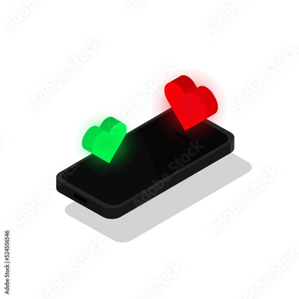 Obraz red and green hearts