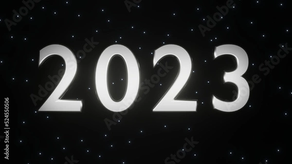 Fototapeta 2023 new year metallic numbers, 3d render