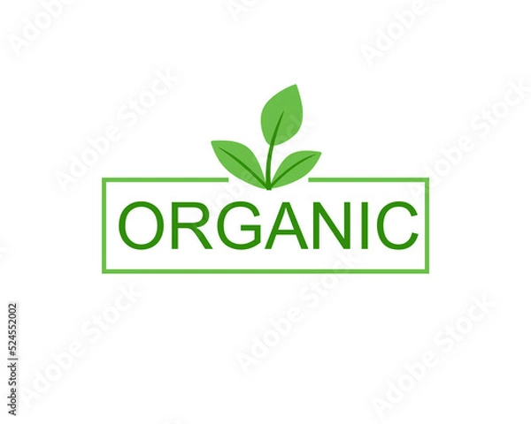 Fototapeta Organic Logo Design Vector Illustration Template. Green Leaf Icon And text Organic 