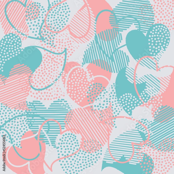 Fototapeta くすみカラーのハート柄背景