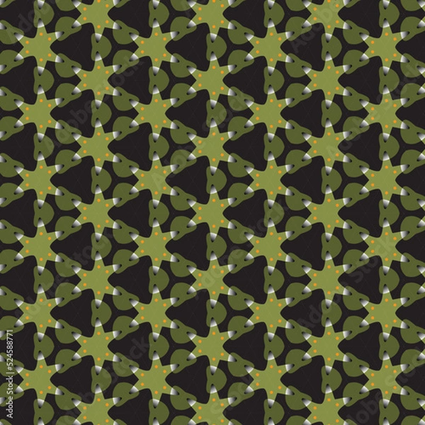Fototapeta Abstract Pattern in Green, Yellow, White and Black  with Pattern Tile included 