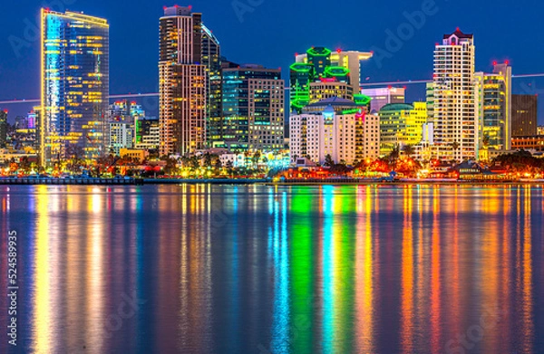 Obraz Colorful San Diego skyline photographed from Coronado