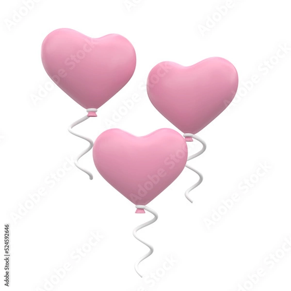 Fototapeta Pink heart balloon. 3D element.