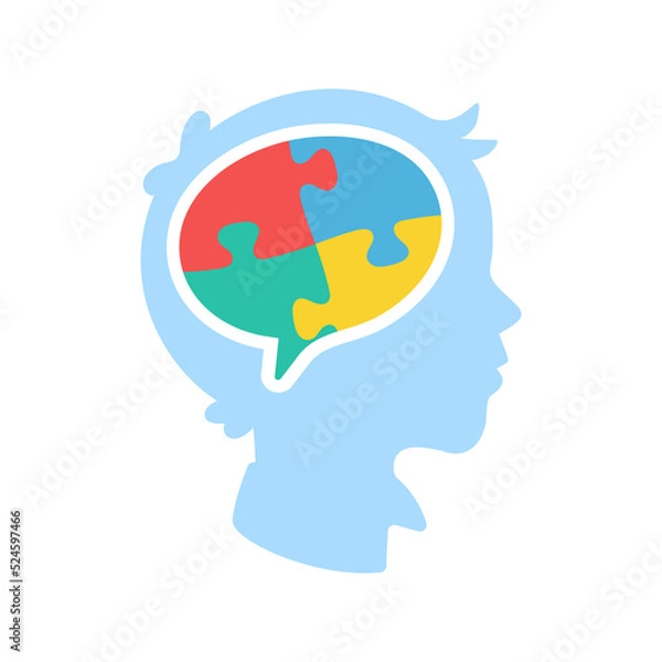 Fototapeta heart color jigsaw Concept of caring for mentally ill children with autism