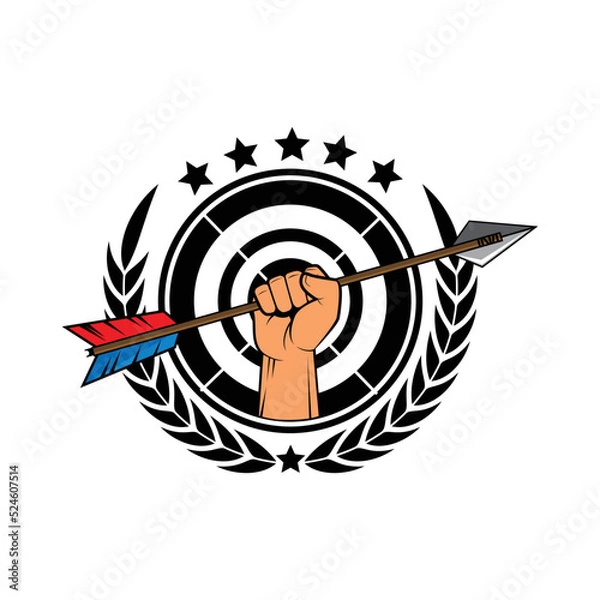 Fototapeta Logo design template with Archery theme, for team, club or event