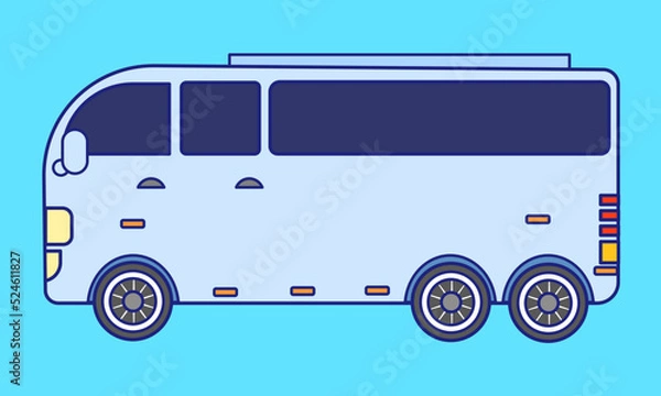 Fototapeta School Bus. Vector illustration in line art drawing style.