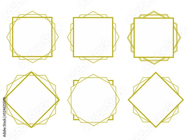 Fototapeta 高級感のある四角形のゴールドフレームセット