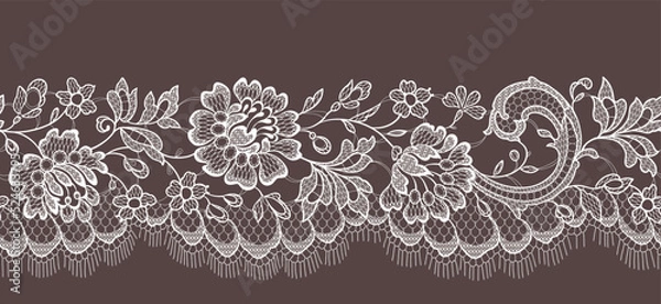 Obraz Lace seamless pattern ribbon border vector