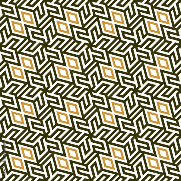 Obraz Geometric seamless pattern with boho star. gold embroidered bohemian print for fabric. Patchwork ornament. Vector illustration.