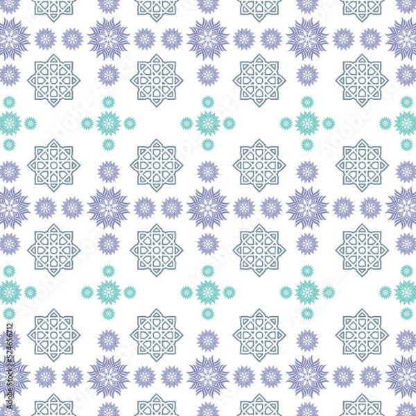 Obraz Seamless Mandala Fabric Pattern Design White Background