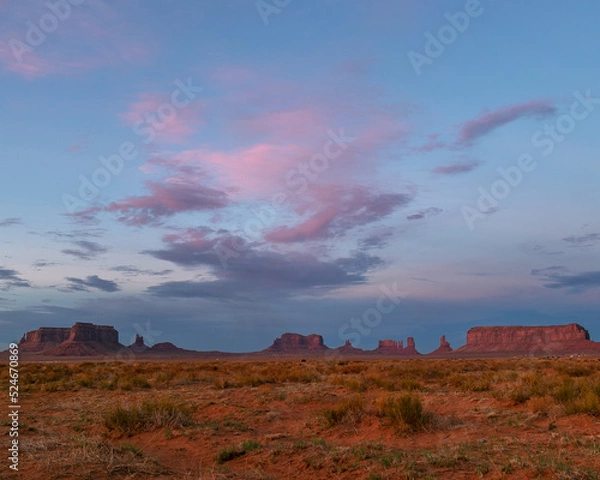 Obraz monument valley pink sky blue desert