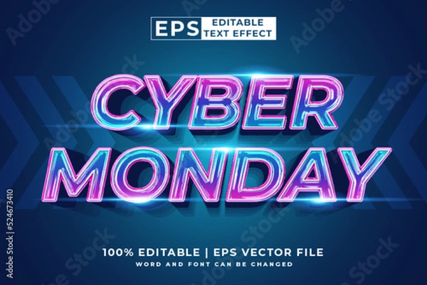 Obraz Editable text effect Cyber Monday 3d cartoon template style premium vector