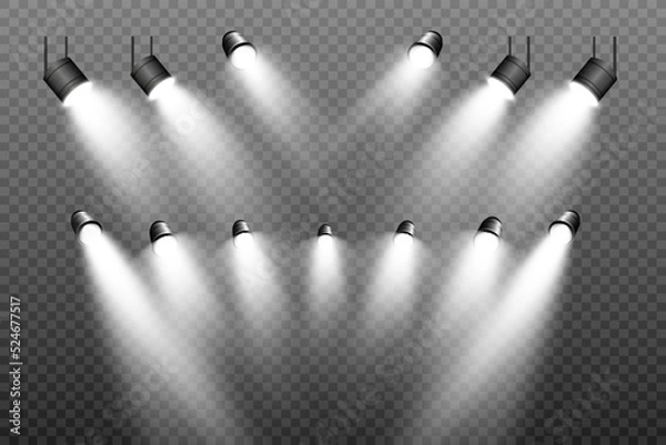 Fototapeta White scene on with spotlights. Vector illustration.	
