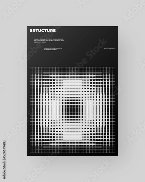 Obraz Abstract Poster Design. Vertical A4 format. Modernism brochure. Refraction and Distortion Glass Effect. Minimal illustration brutalism inspired.	
