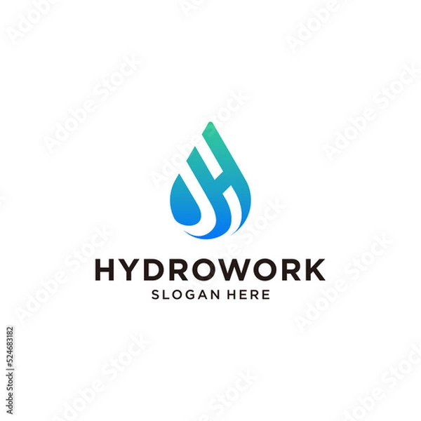Fototapeta Hydro Water  With Initial H Logo Vector Modern