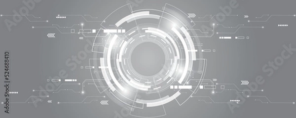 Obraz Grey white Abstract technology background, Hi tech digital connect, communication, high technology concept, science, technology background