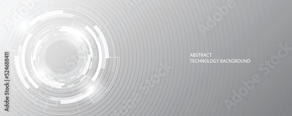 Obraz Grey white Abstract technology background, Hi tech digital connect, communication, high technology concept, science, technology background