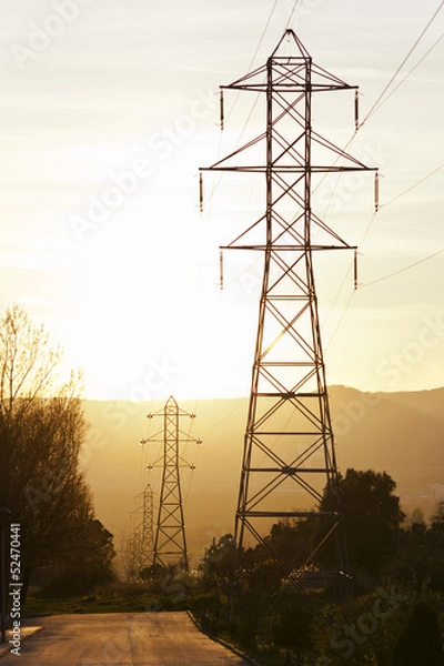 Obraz High voltage electric tower line