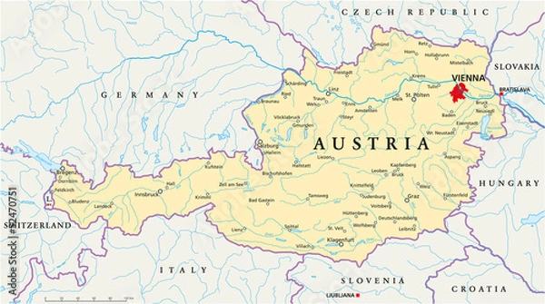Obraz Mapa Austria (mapa Austria)