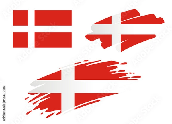 Fototapeta Brush Flags Denmark