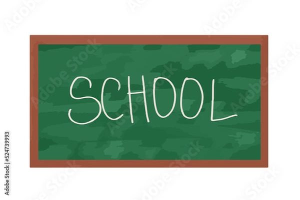 Fototapeta Vector illustration of School green board with an inscription in chalk for study drawn in watercolor.