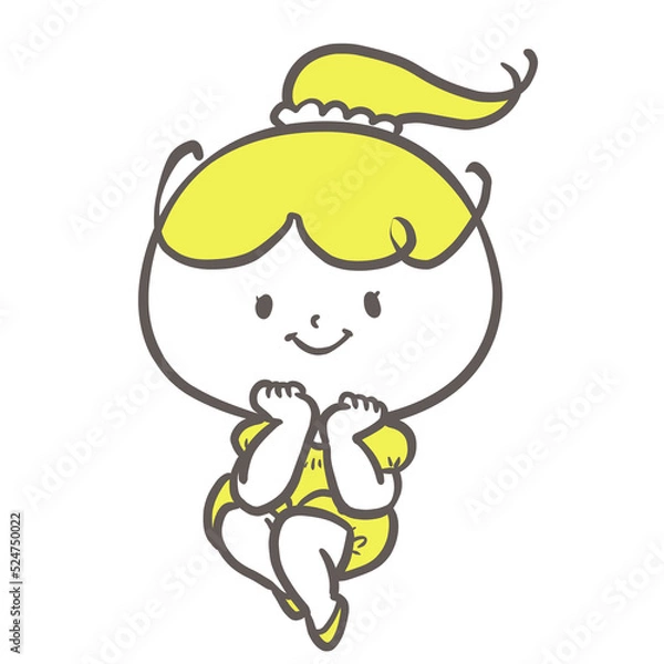 Fototapeta 《元気ポーズのこどもシリーズ》嬉しそうにかわいい女の子ポーズをとるこども１