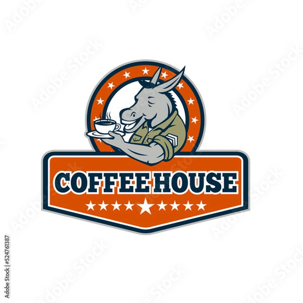 Obraz Army Sergeant Donkey Coffee House Cartoon