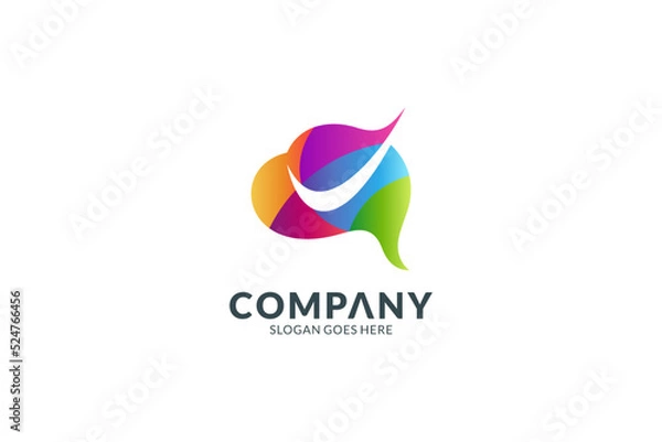 Fototapeta Brain and check logo in multiple gradient colors