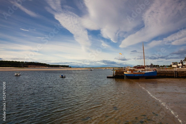 Obraz Fishing boat in port in Findhorn,Scotland.