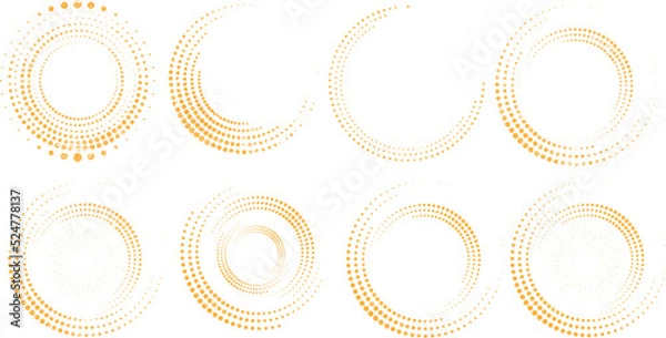 Obraz Grunge halftone dots in Circle Form . Spiral Vector Illustration .Textured round Logo . Design element . Abstract Geometric circular shapes .Rotating grunge radial line. Concentric circles