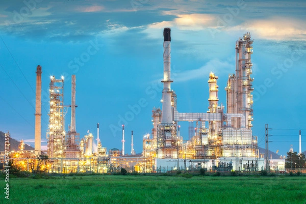 Fototapeta Oil refinery in the middle of field (Thailand)