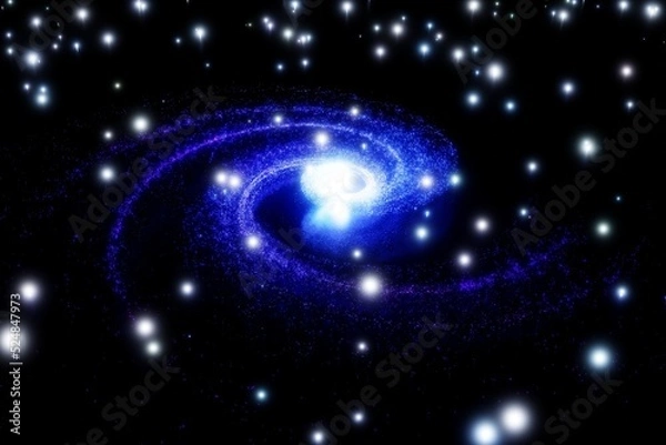 Fototapeta 3D render abstract space particles dark light