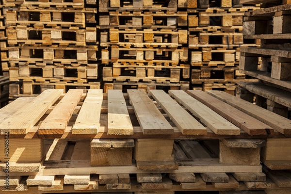 Obraz Transport pallets in stacks ready for delivery.