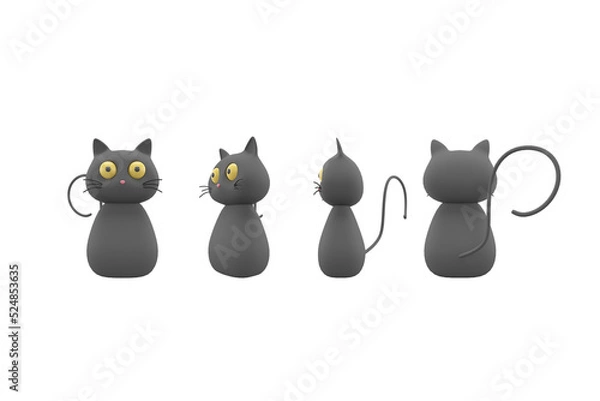 Fototapeta owl front side back 3d rendering.