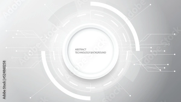 Obraz Grey white Abstract technology background, Hi tech digital connect, communication, high technology concept, science, technology background
