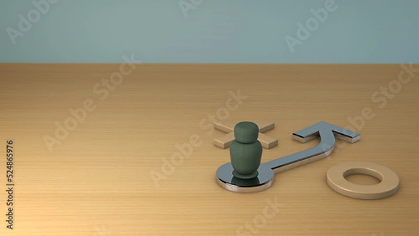 Obraz Iconic strategy concept with a plan to move beyond obstacles