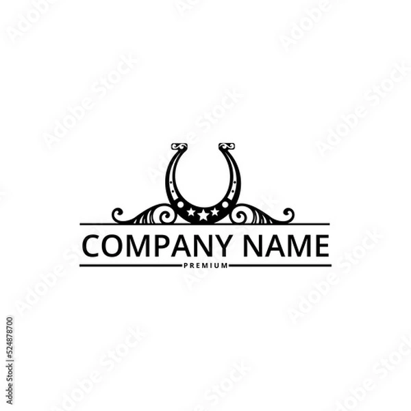 Fototapeta horseshoe or stable or blacksmith logo. Badge Vintage Horseshoe Logo Template Vector
