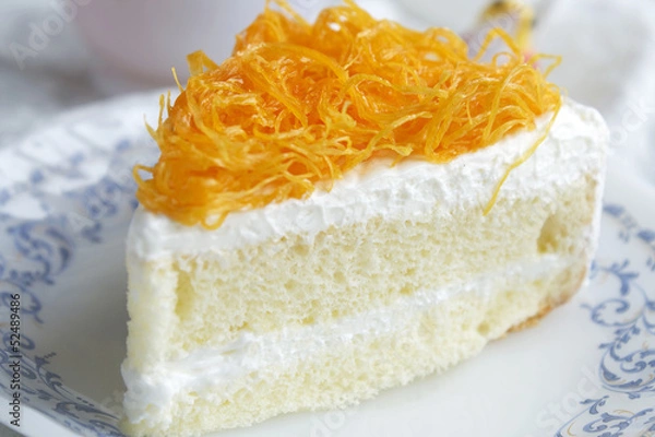 Fototapeta Gold egg yolks thread cake