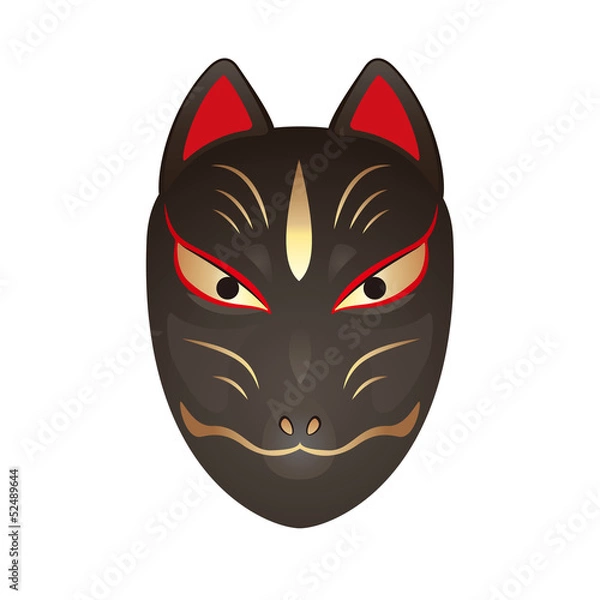 Obraz 黒い狐の面
