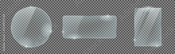 Fototapeta Set of glass plates isolated on a transparent background