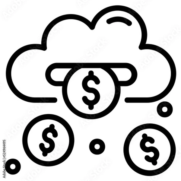 Fototapeta A line icon denoting cloud earnings 