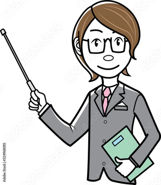 Fototapeta 指示棒で説明するビジネスマン