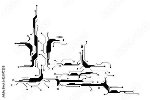 Fototapeta Vector circuit board frame and log security communication concept for technology background