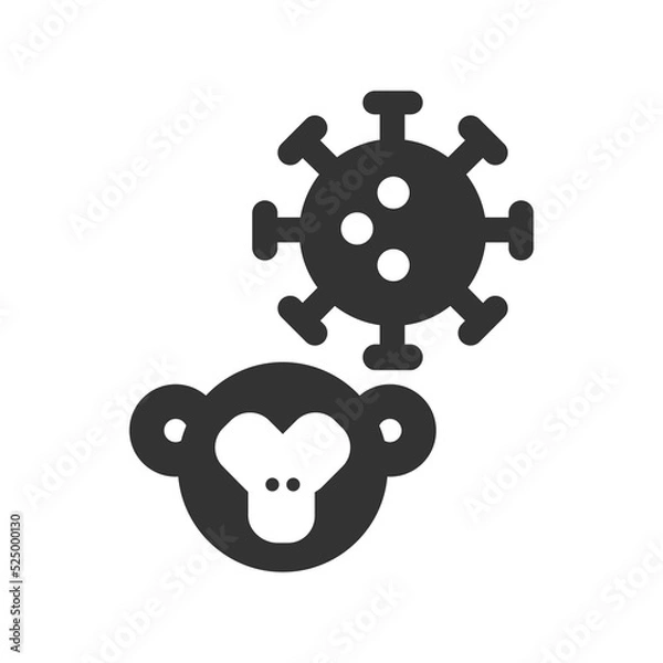 Obraz Cartoon Monkey pox glyph vector icon
