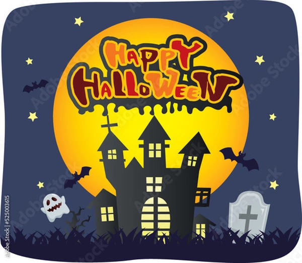 Fototapeta ハロウィン　城　夜空　背景